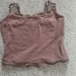 Elegant Lace Trim Camisole in Brown